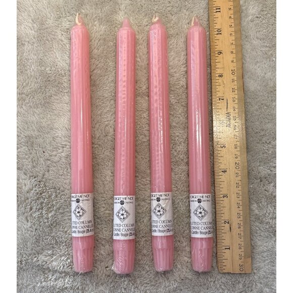 Set Of 4 Forget Me Not Fluted Column Taper Candles Pink American Greetings - Picture 2 of 7